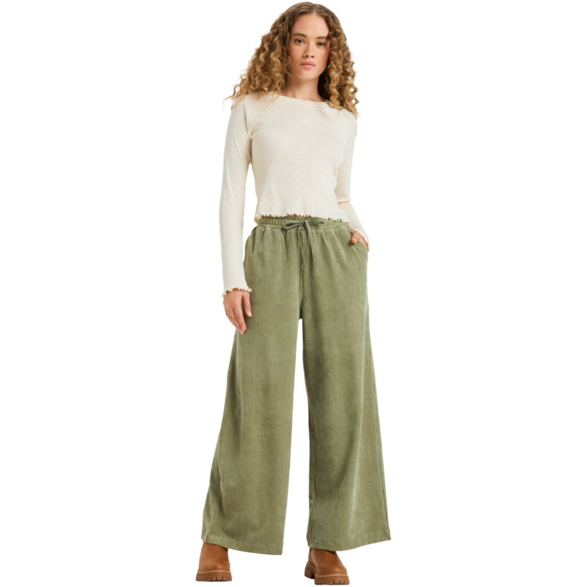 2026 Roxy Womens Lekeitio Pant Knit ERJNP03691 - Oil Green